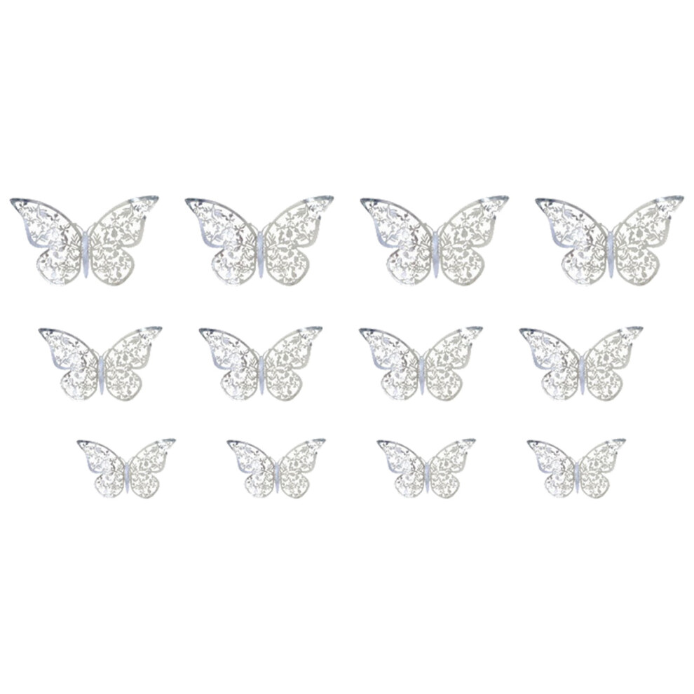 Butterfly Wall Stickers 3D Hollow Gold Silver 12Pcs 972700136252