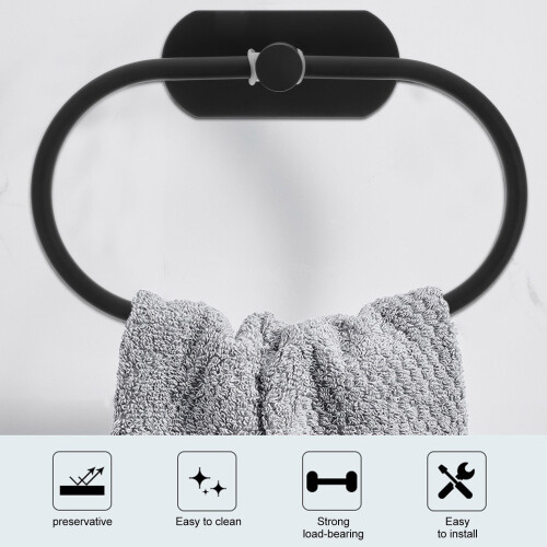Black Square Towel Ring with Shelf and Tissue Holder 1