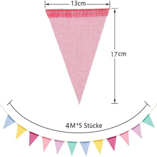 Multicolored Fabric Pennant Garland 60 Pieces 1