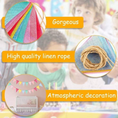 Multicolored Fabric Pennant Garland 60 Pieces 2