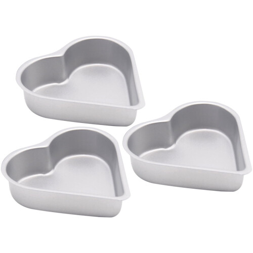 Metal heart pudding molds non-stick 3 pcs