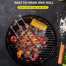 Ensemble barbecue en acier inoxydable avec aiguilles à rôtir, 6 pièces