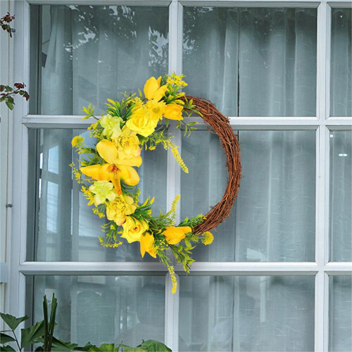 Spring Yellow Rose Wreath with Withered Branches 12-inch 2