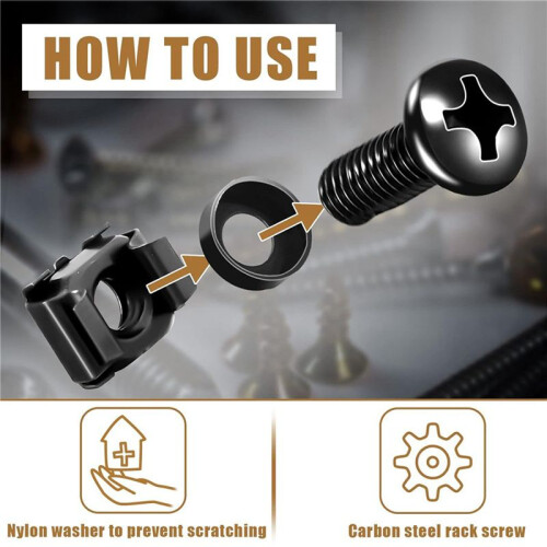 150Pc M6x16mm Computer Rack Mount Cage Screws and Nuts & Washers for Rack Mount Server Cabinet,Rack Mount Screw Cage Nut 2