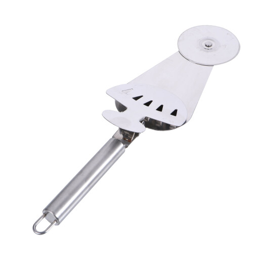 Stainless Steel Pizza Wheel Server 3-in-1