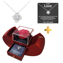 Fruit-Shaped Preserved Red Rose Box with Necklace and Card