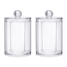 Lot de 2 boîtes de rangement pour coton cosmétique, distributeur de bureau, contenant pour tampons, support transparent en acrylique, organisateur