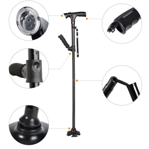Telescopic Folding Cane with LED Light and Alarm 1