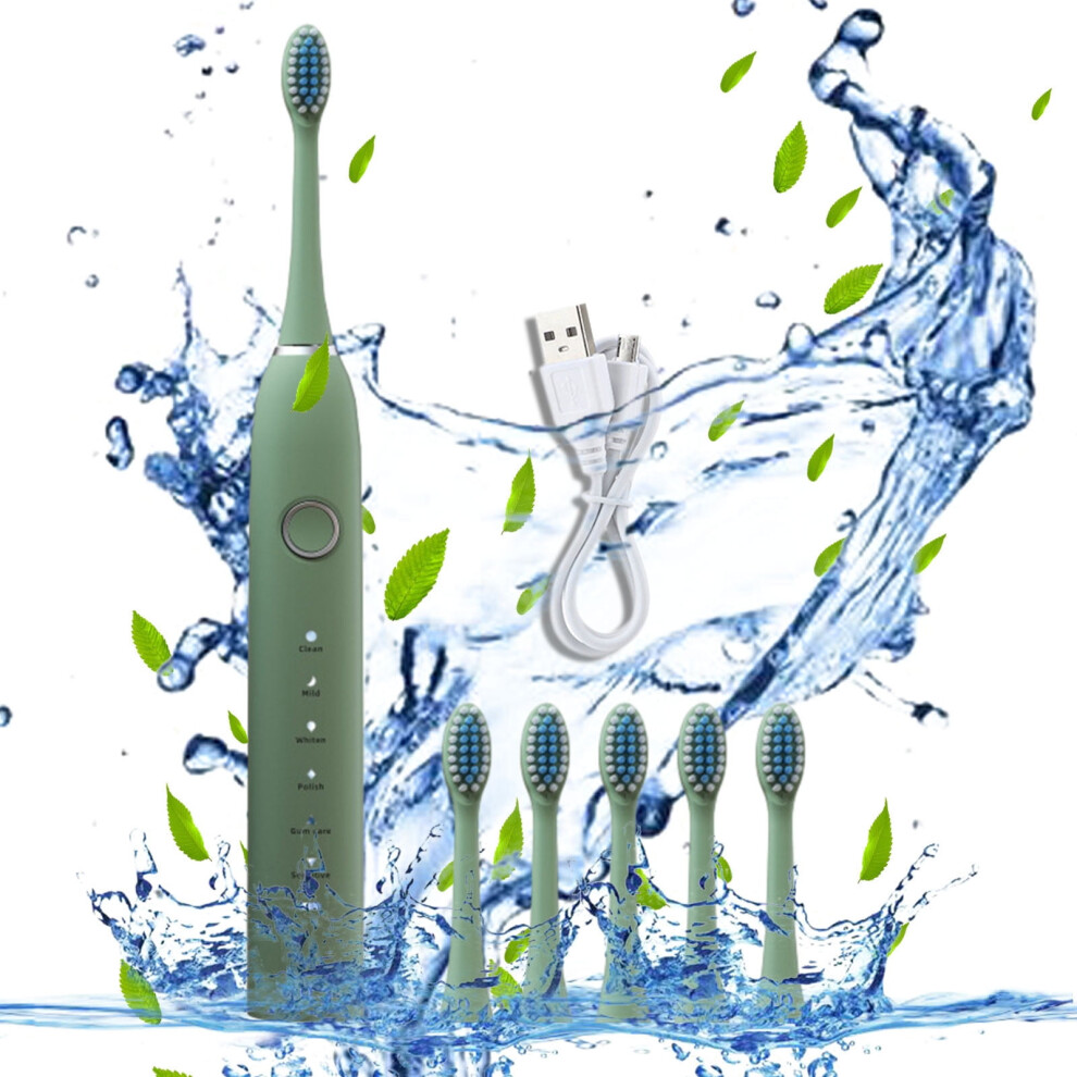 VALSEEL Electric Toothbrush for Adults with 6 Brush Heads