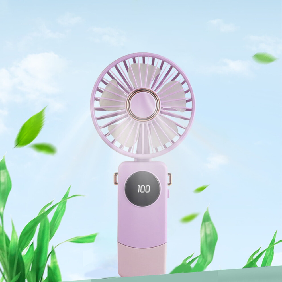 Quinlirra Handheld Folding Fan 5-Speed Digital Display 908436304344
