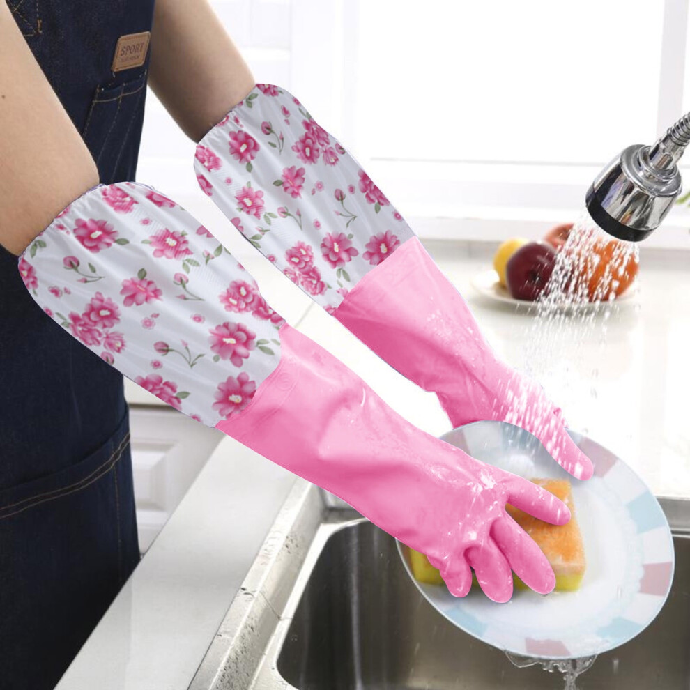 Easter Cleaning Gloves Flower Velvet Long Antiskid