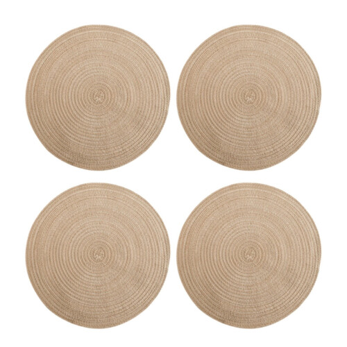 Runda bordsunderlägg flätad bomull 4-pack 35 cm 1