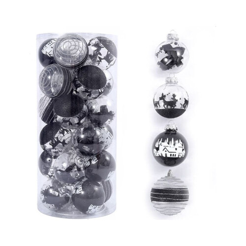 Christmas Tree Balls Black Shatterproof 24 pcs 2
