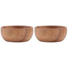 Lot de 2 bols à fruits en bois, couverts, assiette en acacia, ustensiles de cuisine japonais pour soupe, salade, apéritif, assaisonnement, bébé