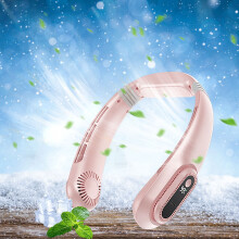 Quinlirra nackfläkt, bärbar och bärbar fläkt med USB-laddningsbar funktion, 3 hastigheter, ultratyst, bladlös, kompatibel med resor, rosa