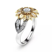 Bague RSAMD unisexe en argent avec tournesol et topaze blanche cubique, taille 6-10-6