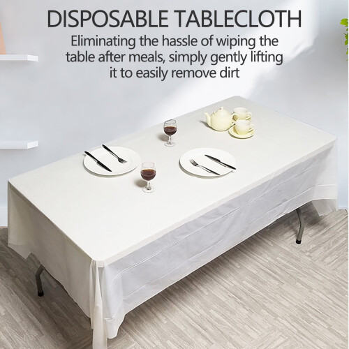Nappe jetable en plastique blanc 54 x 108 pouces 2