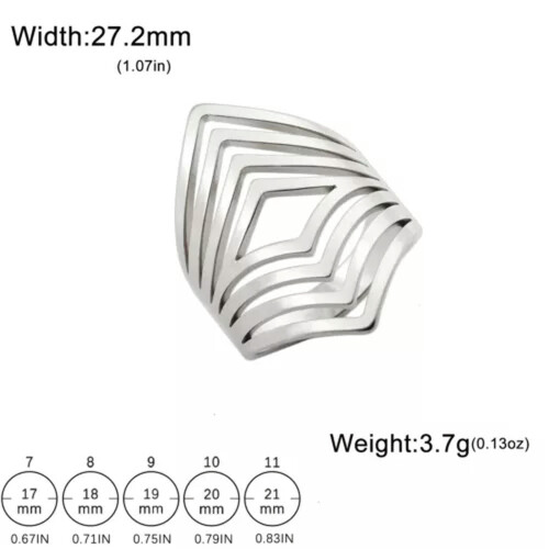 Rustfritt stål vintage geometrisk ring hul design størrelse 7