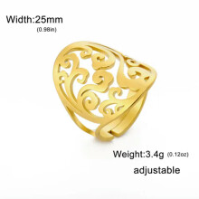 Bague RSAMD à motif floral filigrané, en acier inoxydable, ouverte et ajustable, bijou de mariée tendance, couleur or.