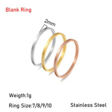 Bague personnalisée RSAMD2MM, bagues minimalistes empilables pour femme, cadeau tendance pour les fêtes - Sans personnalisation (bague vierge) -