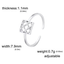 Bague carrée ajustable Barcelona Flower en acier inoxydable