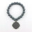 Clover beaded stretch bracelet silver gray 1