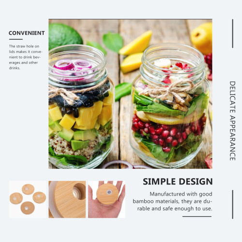 Mason Jar Caps4st Håldesignade Flasklock Praktiska Flaskor För Hemkonservering Bambu 2