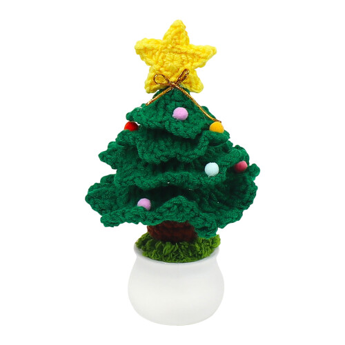 Mini Crochet Christmas Tree Green Potted 12cm 1