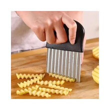 Stainless Steel Vegetable Cutter 20cm Crinkle Cut Knife Potato Slicer French Fry Cutter Kitchen Gadget Ergonomic Handle