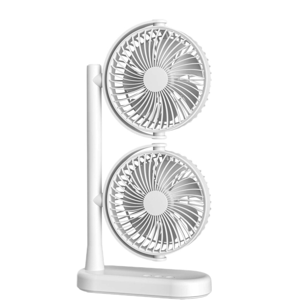 Rechargeable Tower Desk Fan With 2 Independent Fans And 908436987844
