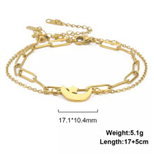 Crescent Moon Star Charm Bracelet Gold Women's Jewelry