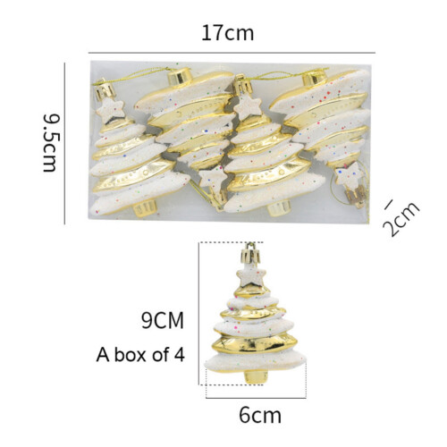 Christmas Tree Shape Decorations Gold Plastic Pendant Balls 1