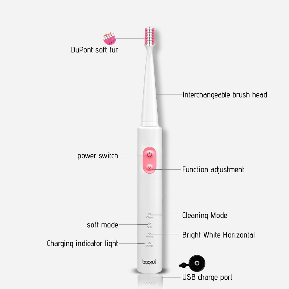 Ozmmyan Electric Toothbrush 4 Brush Heads 3 Modes IPX7