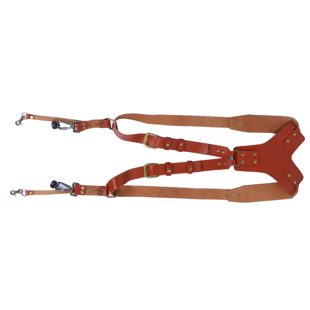 Camera Double Shoulder Strap Leather Harness 1Pc Brown 971050875644