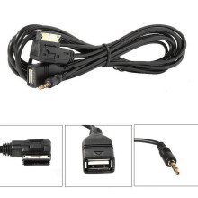 AUX kabel, 150cm černý adaptér pro autorádio AUX USB kompatibilní s C63E200l CLS ES ML Class