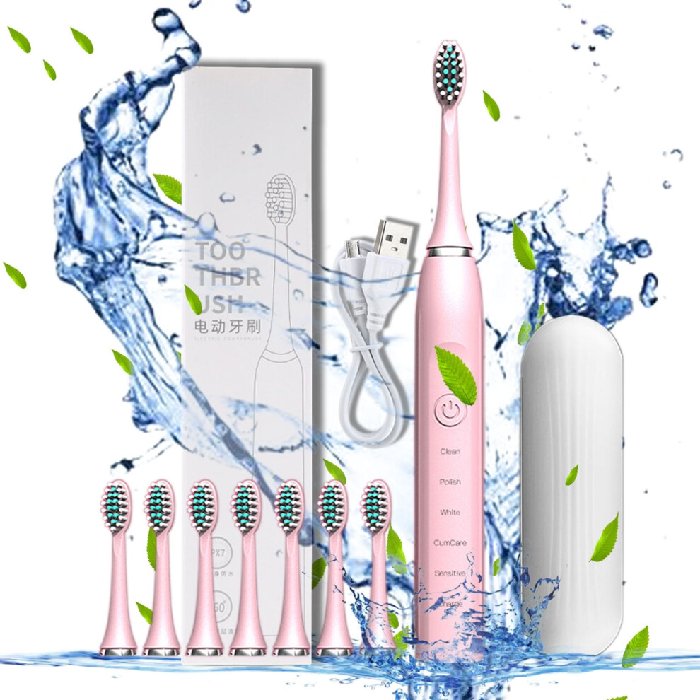 lulshou Electric Toothbrush with 8 Brush Heads, 5 Modes,