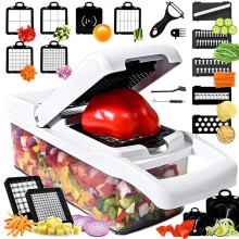 Fudisenn 26 in 1 Vegetable Chopper, Multifunctional Slicer, Stainless Steel Blade, Kitchen Accessories, Black/White, 32*11*11cm
