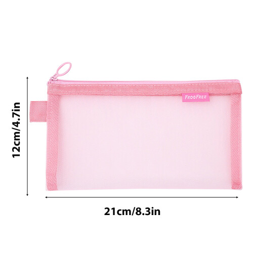 Transparent mesh pencil case zippered large capacity 1