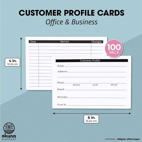 Client Profile Cards White 6 x 4 Inches 100 Pack 1
