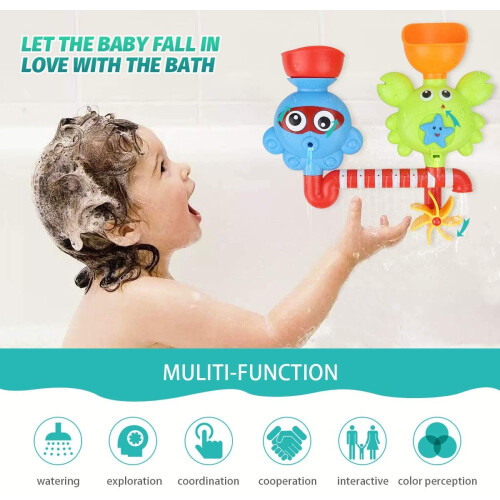 Kids bath wall toy waterfall fill spin flow non-toxic 2