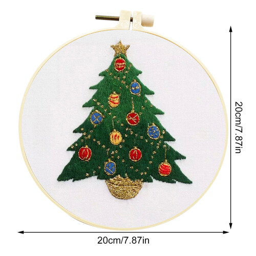 Weihnachtsstickset mit Stickrahmen für Anfänger (1 Set) 2