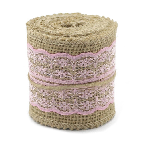 Linaichen Juteband rosa, 4 Stück, 2 m  6 cm 2