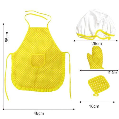 Set da chef per bambini composto da grembiule e cappello, ideale per cucinare o fare giardinaggio. 2