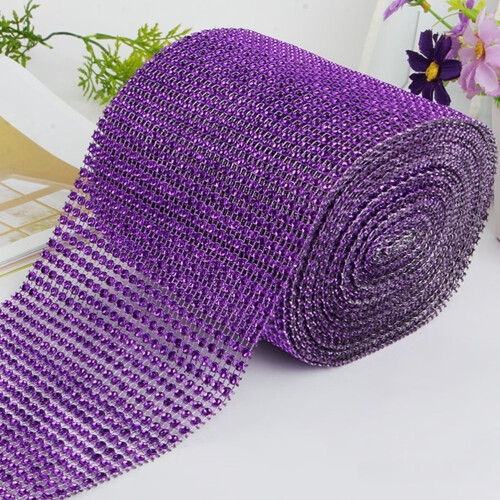 Glitter strassbånd lilla nettingrull 10m 2