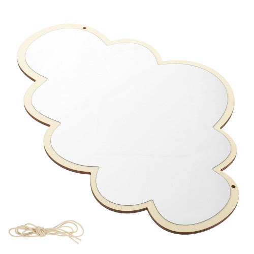 Cloud-shaped wall mirror with wood frame1piece 1