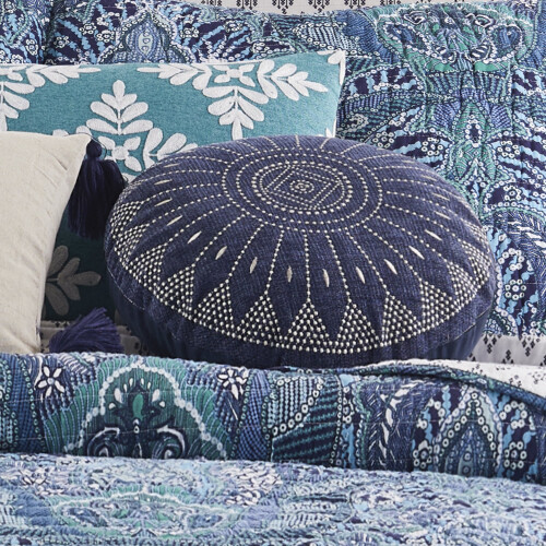 Almofada decorativa redonda Levtex Home Bellamy Teal, 40 cm (16 polegadas). 2