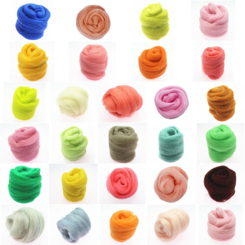 Needle Felting Wool Carded Pack Brown Grey Red Pink Blue 2