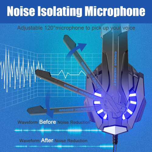 Okeba gaming headset over-ear with mic blue 2