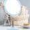 Round portable desk mirror double-sided gold-plated plastic 2
