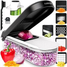 6 in 1 Manual Vegetable Chopper White Multi-Function Kitchen Slicer Potato Cutter Shredder Dicer
